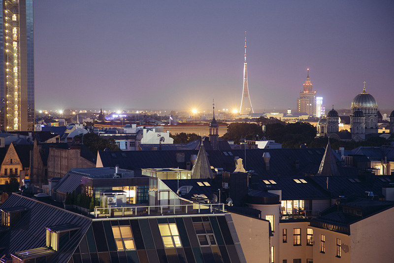Riga Night Skyline